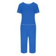 thumbnail image 5 of Njoeus Pajamas Women V Neck Short Sleeve Tops and Capris Pants Pjs Set Women's 2 Piece Lounge Outfits Comfy Soft Sleepwear Nightwear, 5 of 6
