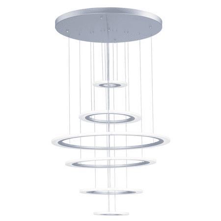 

Pendants 6 Light With Matte Silver Finish Aluminum Acrylic LED Bulb 30 inch 105 Watts