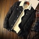 thumbnail image 3 of Chaqueta de invierno y otoño para hombre, de mezclilla con forro polar grueso, chaqueta vaquera de invierno, abrigo, chaqueta de terciopelo con solapa, parkas de piel para hombre., 3 of 4