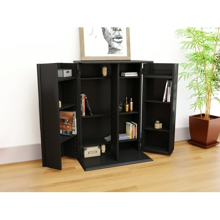 Small Deluxe Media Storage Cabinet With, Small Shelf Cabinet