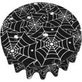 thumbnail image 2 of Halloween Round Tablecloth 70 Inch Black White Spider Webs Stars Table Cloth Halloween Fall Autumn Holiday Table Covers Polyester Indoor Outdoor Tablecloths for Kitchen Dining Party, 2 of 6