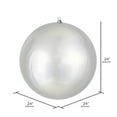 thumbnail image 2 of Vickerman 24" Giant Shiny Silver Ball Christmas Ornament, UV Resistant, Indoor Outdoor Holiday Christmas Tree Decoration, 2 of 3