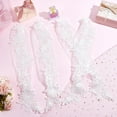 thumbnail image 4 of White Lace Fingerless Gloves Flower Pattern Polyester Elbow Length Wedding Gloves for Women, 4 of 7