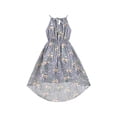 thumbnail image 2 of Girls Dress Gray Flower Hi-lo Style Halter Sleeveless Summer Sundress 6 Years, 2 of 7