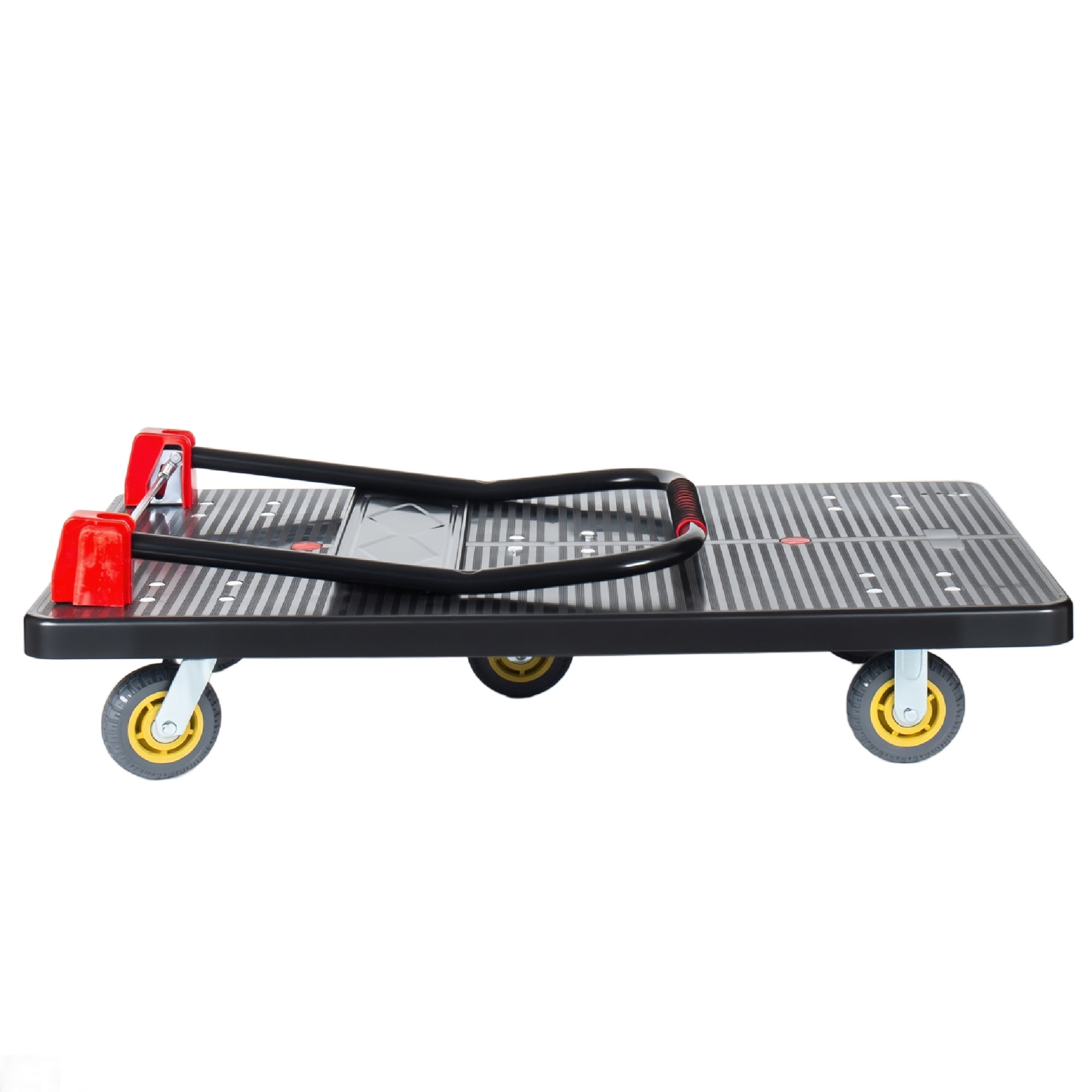 25.5"x43.5" Platform Truck, Foldable Handcart with 5" TPR 360-Degree Silent Wheels, 1500lbs Heavy-Duty Push Dolly Cart, 5 Steel Load-Bearing Beams for Warehouse Garage Home Use