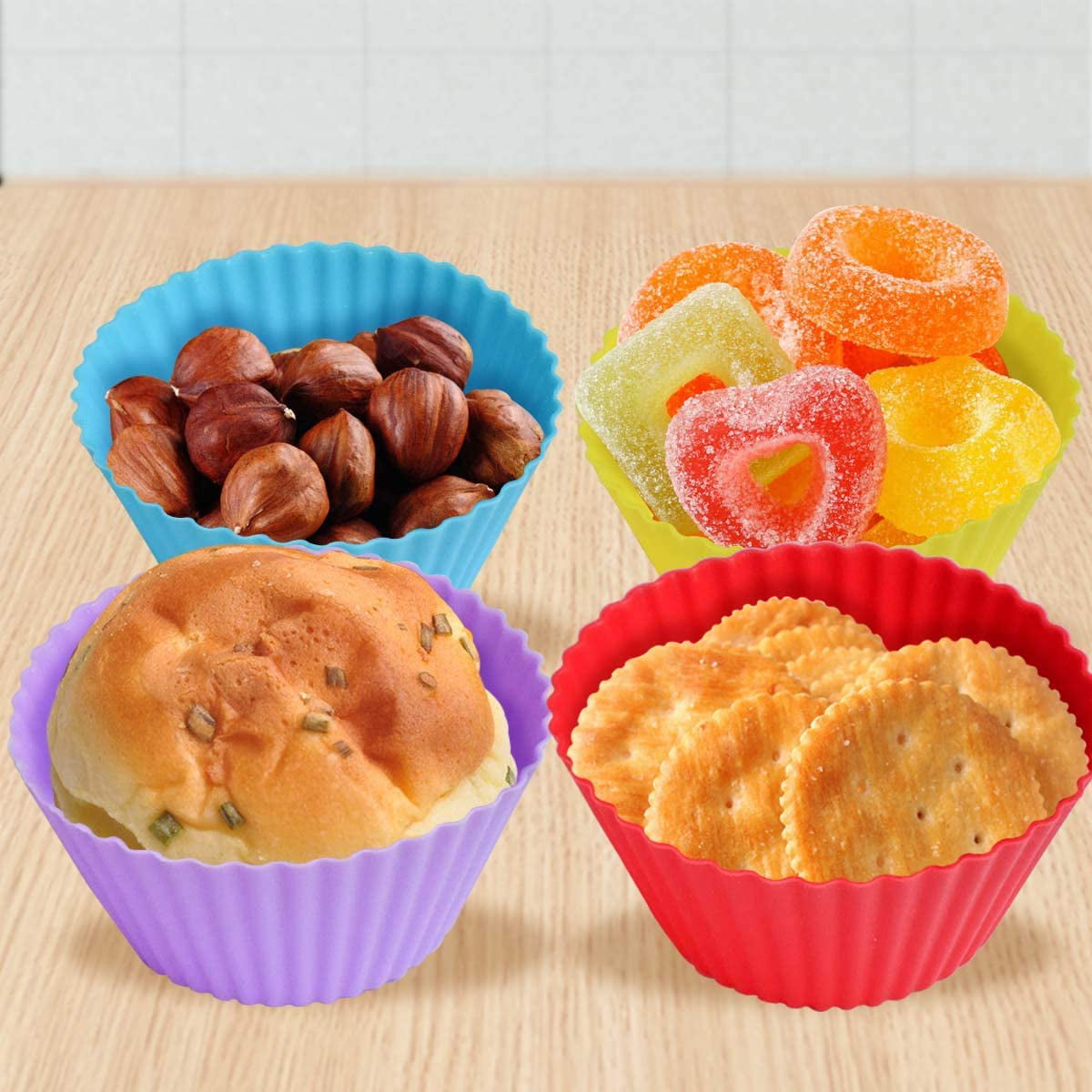 Vikakiooze Christmas Clearance! 24 Cavity Mini Muffin Silicone Soap Cookies Cupcake Bakeware Pan Tray Mould, Size: One size, Red