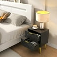 thumbnail image 5 of Nightstand with 2 Drawers, Black Bedside Table, Side Table with Gold Legs, Modern Style Night Stand End Table Drawer Dresser for Living Room Bedroom MLBZ09BU, 5 of 14