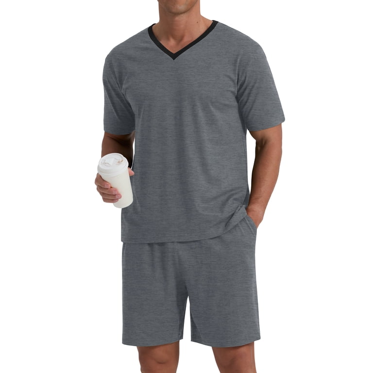Mintreus Men's V-Neck Pajama Set with Shorts photo 3