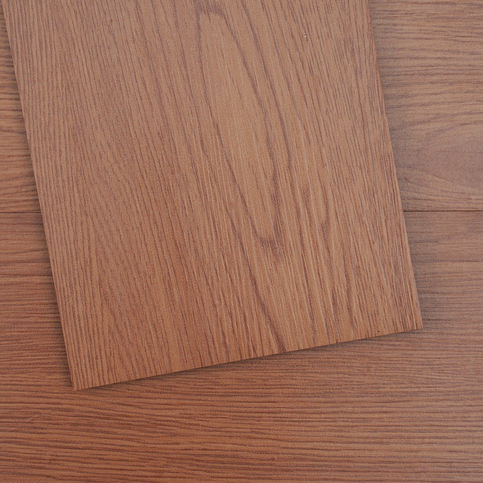 Peel & Stick Vinyl Floor Tiles 36x6 Inch, 2.5mm Thick, Wood Grain, Deep Brown - 36 Tiles for Kitchen, Dining Room, Bedroom, Bathroom