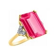 thumbnail image 3 of RYLOS Rings for Women 14K Gold Plated Silver Emerald Cut Gemstone & Diamond Ring October Pink Tourmaline Jewelry Size 5, 3 of 6
