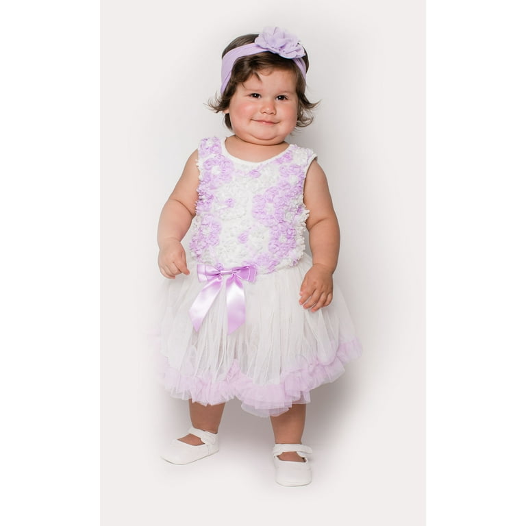 Popatu Baby Girl Sleeveless 3D Flower Tutu Dress Lavender Tulle with Ruffles Infant 18 Months Walmart