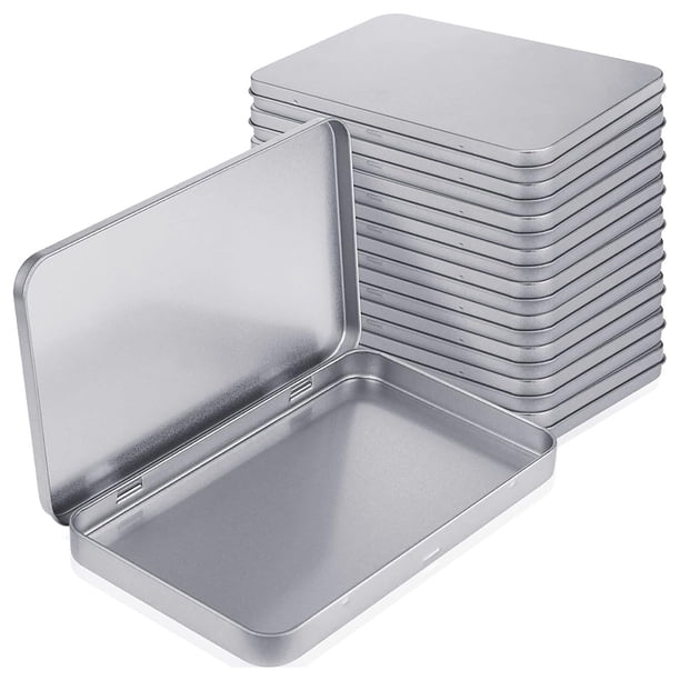Caja de Lata de Metal Rectangular con Tapa Tapa con Bisagras de Metal Caja de Lata Vacía de Metal Contenedor Caja de Lata de Almacenamiento Plateada, 10 Piezas