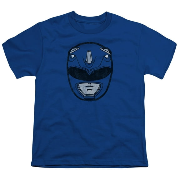 Power Rangers - Blue Ranger Mask - Youth Short Sleeve Shirt - Small