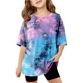 thumbnail image 2 of Toddler Kids Girls T Shirts Short Sleeve Tie Dye Graphic Tee For Casual Top Drop Shoulder Summer Casual Loose Tops 5-6 Years, 2 of 4