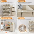 thumbnail image 4 of Kids Toy Organizers and Storage Bins - 7 Storage Bins + 2 Fabric Drawers + 1 Bookshelf, Playroom Storage, Mobile Cart Organizer for Toy, Clothes, Blankets and Books - Off White, 4 of 14