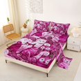 thumbnail image 2 of Manfei Kawaii Kitten Bed Sheets, Boho Swirl Abstract Full Size Sheets, Magenta, 4 Pieces, 1 Flat Sheet, 1 Fitted Sheet and 2 Pillowcases, 2 of 6