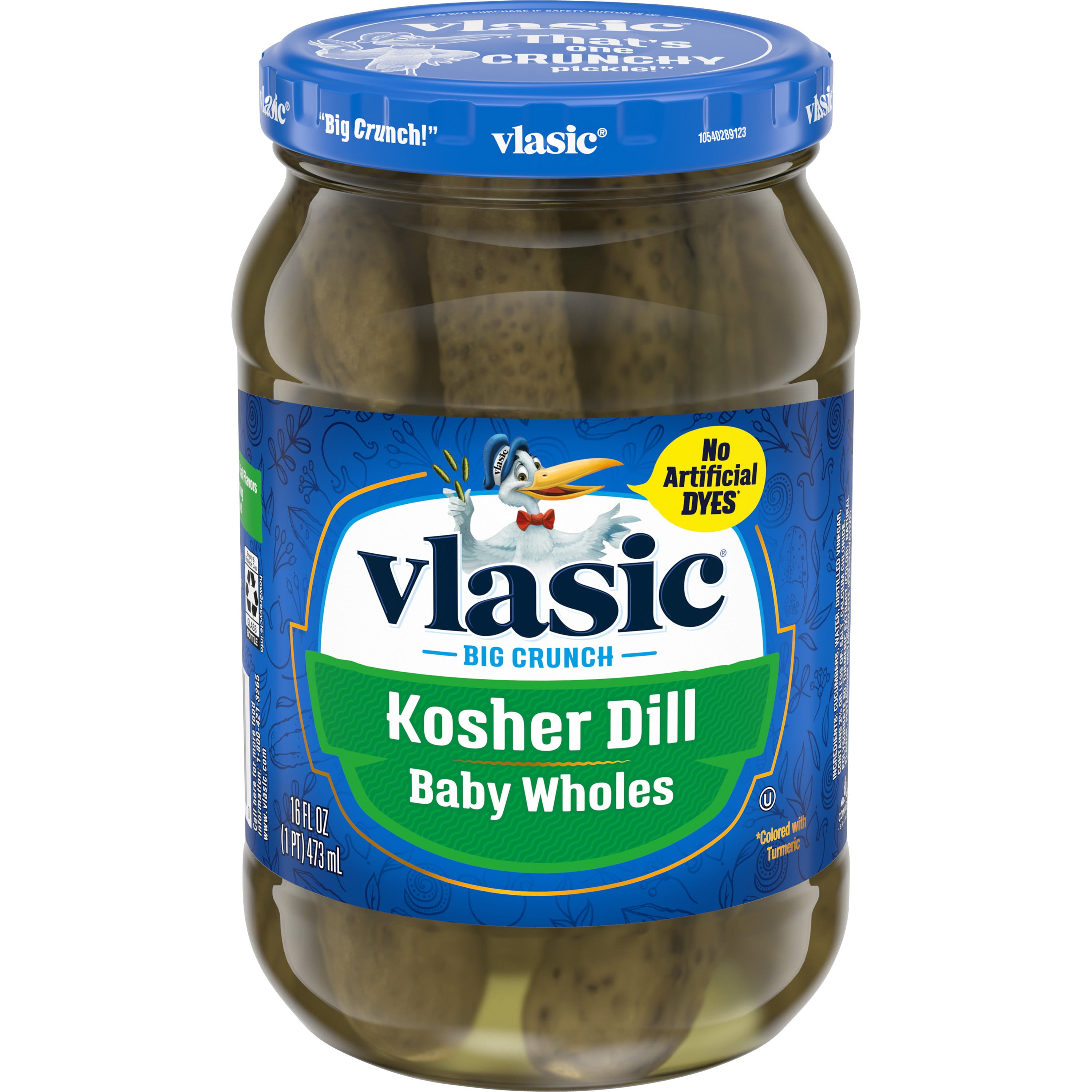Vlasic Kosher Dill Baby Whole Pickles, Keto Friendly, 16 FL OZ Jar
