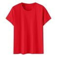thumbnail image 4 of WTXUE T-Shirts Short Sleeve, Crew Neck Shirts for Women's Cotton Shirts Loose Shirts T Shirts Loose Tops Solid | Casual for Women Red L, 4 of 8