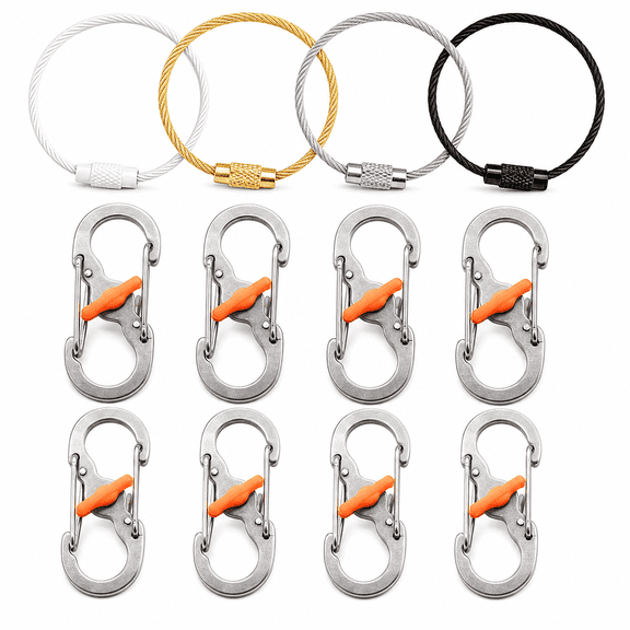 12Pcs(8 4) Zipper Clips Anti Theft,Lockable,Travel Set, 8 Zipper Clips, 4 Extension Rings, No Code Needed, for Backpacks,Bags,Purses, Luggage,Both for Single&Double Zippers