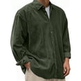 thumbnail image 1 of pstuiky mangas largas para hombre, Camisa informal de pana de color liso con cuello abotonado y manga larga para hombre Tops de talla grande para hombre m, 1 of 7