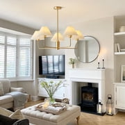 KCO Lighting White Pleated Fabric Pendant Light Mid Century Modern Brushed Gold Sputnik Chandelier