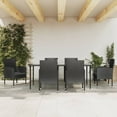 thumbnail image 1 of vidaXL 7 Piece Garden Dining Set Black Poly Rattan and Steel, 1 of 5