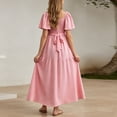 thumbnail image 6 of Edvintorg Women Pregnancy Dress Scoop Neck Short Sleeve Ruffle Flowy Casual Pregnant Dresses Summer Maternity Clothes for Women Pink XL, 6 of 7