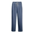 thumbnail image 7 of Dresfit Wide Leg Pants Men Baggy Waffle Sweatpants Trendy Textured Drawstring Travel Trousers Elastic Waist Breathable Sports Sweatpant with Pockets Navy S, 7 of 7