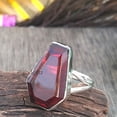 thumbnail image 2 of Garnet Coffin Ring: Handmade 925 Sterling Silver Gemstone Statement Ring, 2 of 9