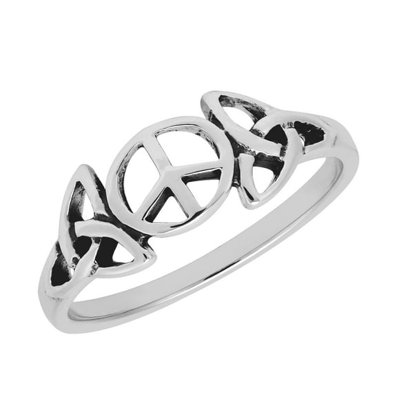 Everlasting Peace Celtic Divine Knot Symbol Sterling Silver Band Ring-9