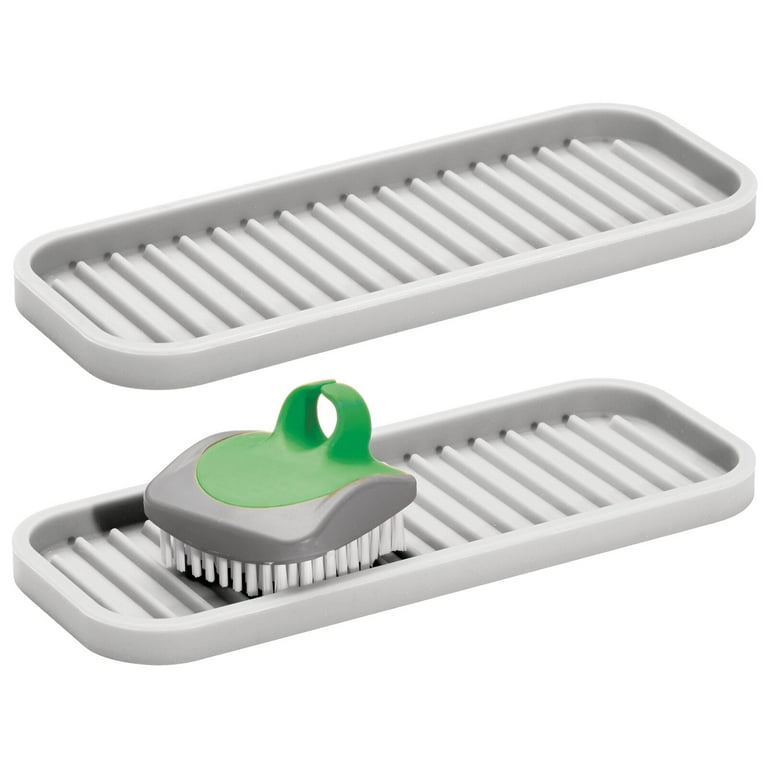 mDesign Durable Silicone Kitchen Sink Storage Organizer Tray