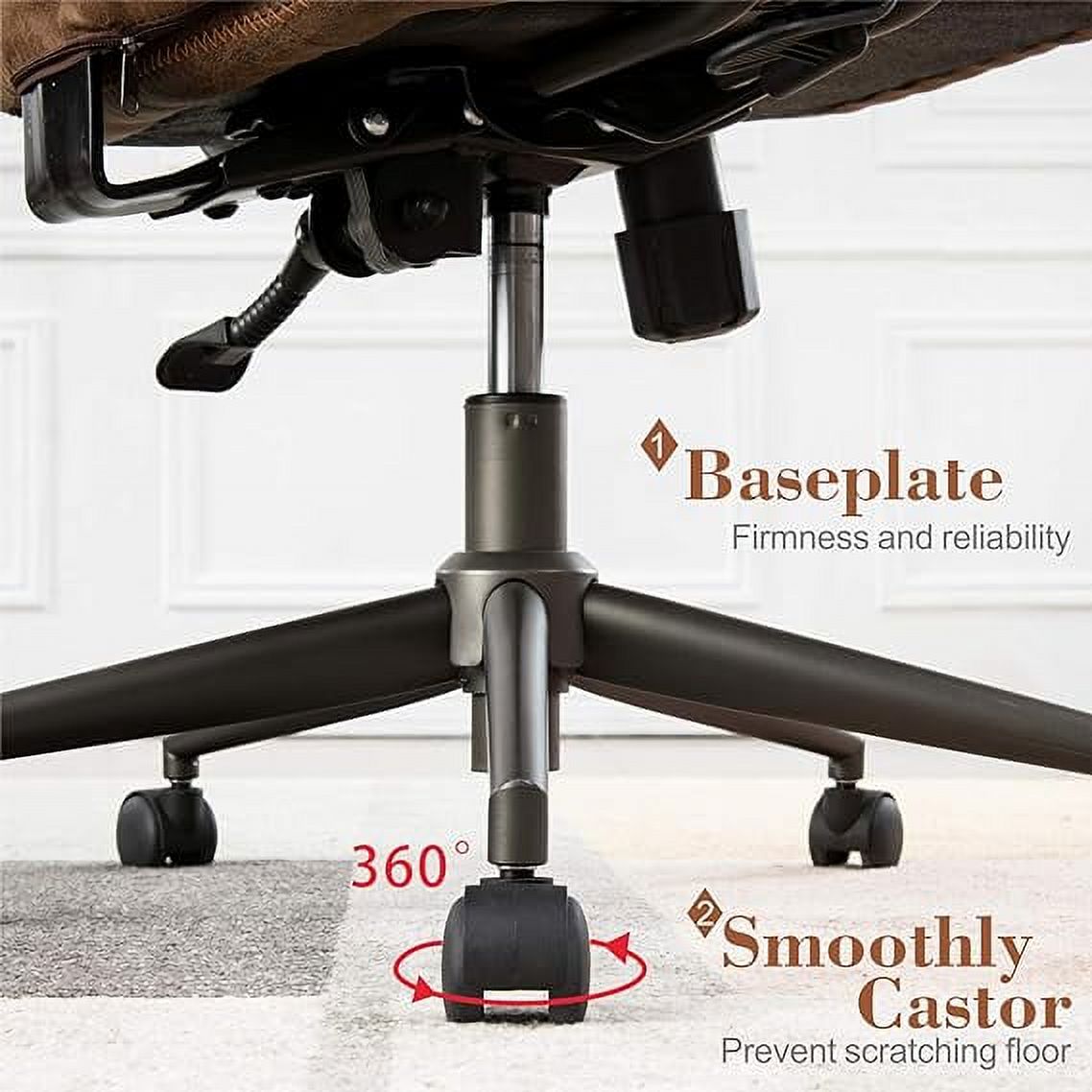 XIZZI Ergonomic Computer High Back Chair, Adjustable Office Desk Chairs Home Suede Fabric Chair-Light Brown