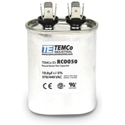 TEMCo 10 uF Run Capacitor CBB65, 10 MFD, 370-440V, Oval, 50/60Hz