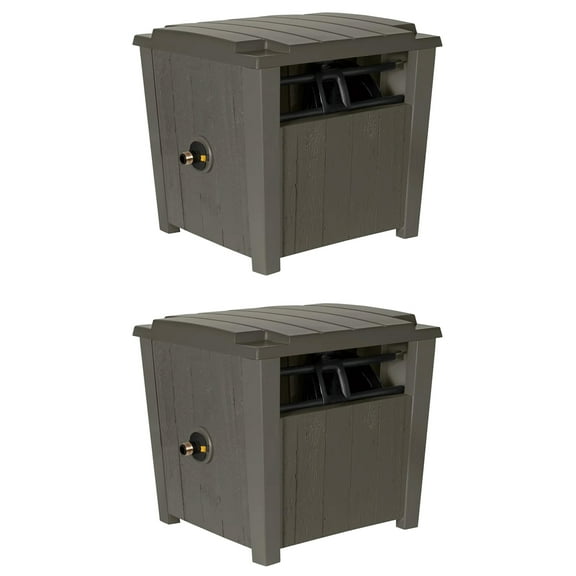 Suncast Farmington Hideaway Garden Hose Storage Pot, Stoney (2 Pack)
