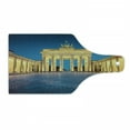 thumbnail image 1 of Travel Cutting Board, Classic View of Famous Brandenburg Gate Germany National and Landmark, Decorative Tempered Glass Cutting and Serving Board, Wine Bottle Shape, Blue Yellow Pink, by Ambesonne, 1 of 1