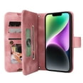 thumbnail image 5 of for iPhone 14 Wallet Case, [Card Slots] PU Leather ID Credit Holder Folio Flip Kickstand Magnetic Clasp Phone Cover & Lanyard & Shoulder Strap for iPhone 14, Rosegold, 5 of 7
