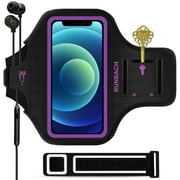 RUNBACH Armband for iPhone 12 Mini,Water Resistant Running Exercise Gym Bag with Card Slot for iPhone 12 Mini (Purple)