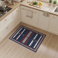 thumbnail image 2 of ODIKA 3'x5' Washable Throw Rug Stain Resistant, Low Profile, Non-Slip Striped Navy Southwestern Aztec Banded Stripes Borders Strip for Entryway, Kitchen, Mudroom, 2 of 5