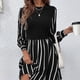 thumbnail image 4 of Vestidos tipo camiseta de manga corta a rayas de verano para mujer Vestidos casuales con vuelo Aline, 4 of 5