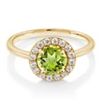 thumbnail image 2 of Gem Stone King 18K Yellow Gold Plated Silver Engagement Ring Peridot and Moissanite (1.69 Cttw) (Size 8), 2 of 4