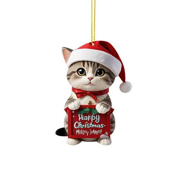 Bonito colgante acrílico con diseño de gato de dibujos animados en 2D, ideal para el salón, el dormitorio y decoraciones de temporada
