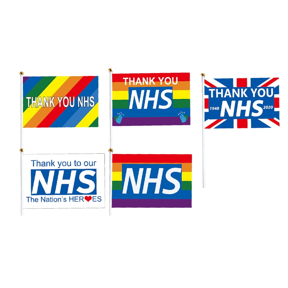 10PCS/Pack Thank You NHS Miniature Polyester Banner Hand Waving Banner 14x21cm 