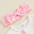 thumbnail image 5 of Cjfdfy Newborn Baby Girl Fall Outfit Little Sister Dot Print Ruffled Long Sleeve Button Footed Romper And Bow Headband Infant Coming Home Outfit Baby Cute Fall Winter Outfits, 5 of 9
