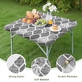 thumbnail image 4 of Black and White Geometric Quatrefoil Pattern Square Fitted Tablecloth with Elastic Edge,Square Table Cover,Washable Elastic Table Cover for Home Kitchen Party Decor 34"x34", 4 of 6