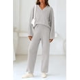 thumbnail image 4 of PRETTYGARDEN Women's 2 Piece Pullover Sweater Set Oversized V Neck Top Wide Leg Pants Fall Winter Fuzzy Lounge Outfit, 4 of 9