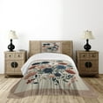thumbnail image 4 of Ambesonne Rustic Quilted Bedspread Set 2 Pcs, Modern Botanical Wild Floral, Twin Size, Warm Taupe Dark Blue Ruby, 4 of 5