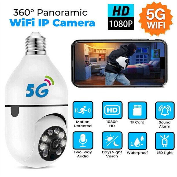Sufanic 5G Light Bulb Camera Wireless Security Home Cam Panoramic 360