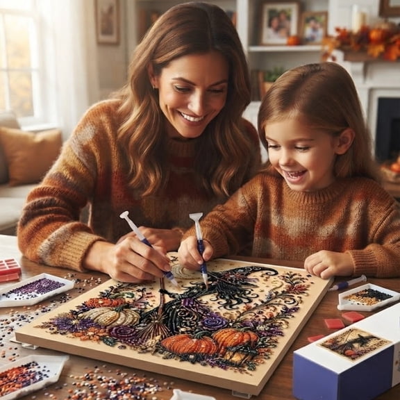 Halloween Ghost Pearl Art DIY Kit, Easy-To-Create 3D Sparkling Craft, Perfect Seasonal Party Gift For Adults