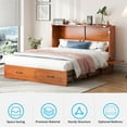 thumbnail image 7 of ZAFLY Solid Wood Queen Murphy Chest Bed with Storage & Charging Station, Convertible Wall Bed into Cabinet for Apartment/Bedroom/Livingroom, Red, 7 of 7