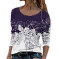 thumbnail image 1 of T-shirts à Manches Longues Col Rond pour Femmes Hauts Tunique Imprimée Florale Tendance Hauts Décontractés Amples Confortables Chandails en Molleton Blouses, 1 of 4